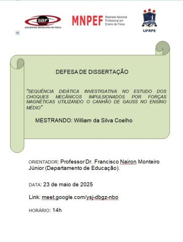 DEFESA DE DISSERTAÇÃO DE WILLIAM DA SILVA COELHO